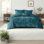 Ensemble de literie en velours luxueux sarcelle, édredon hypoallergénique avec coussin décoratif