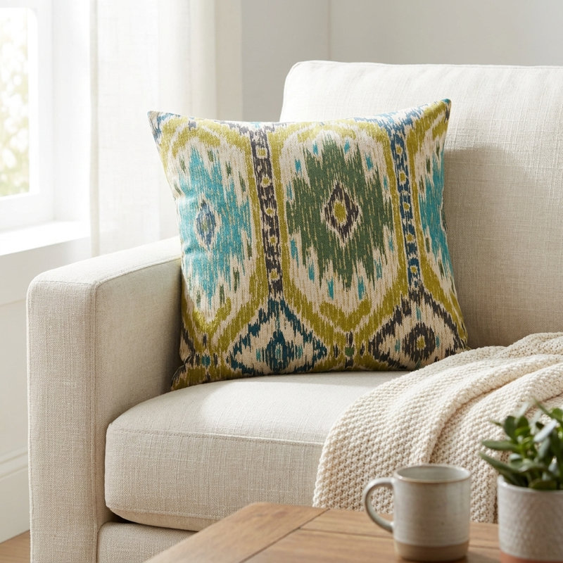 Coussin décoratif d’intérieur et d’extérieur de luxe vert avalanche de Plutus, Carré 24 po