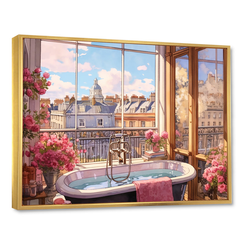 «Elegant London Bathaign City View I», reproduction sur toile, Cadre flottant doré, H 12 po x l 20 po x P 1 po