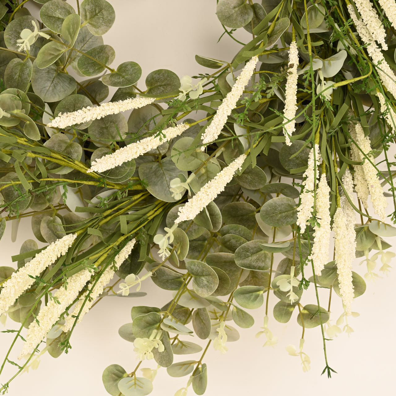 26" Eucalyptus Wreath, White/Green