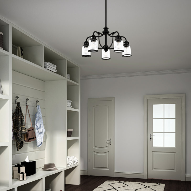 Derrick 5 - Light Steel Dimmable Classic / Traditional Chandelier, Black