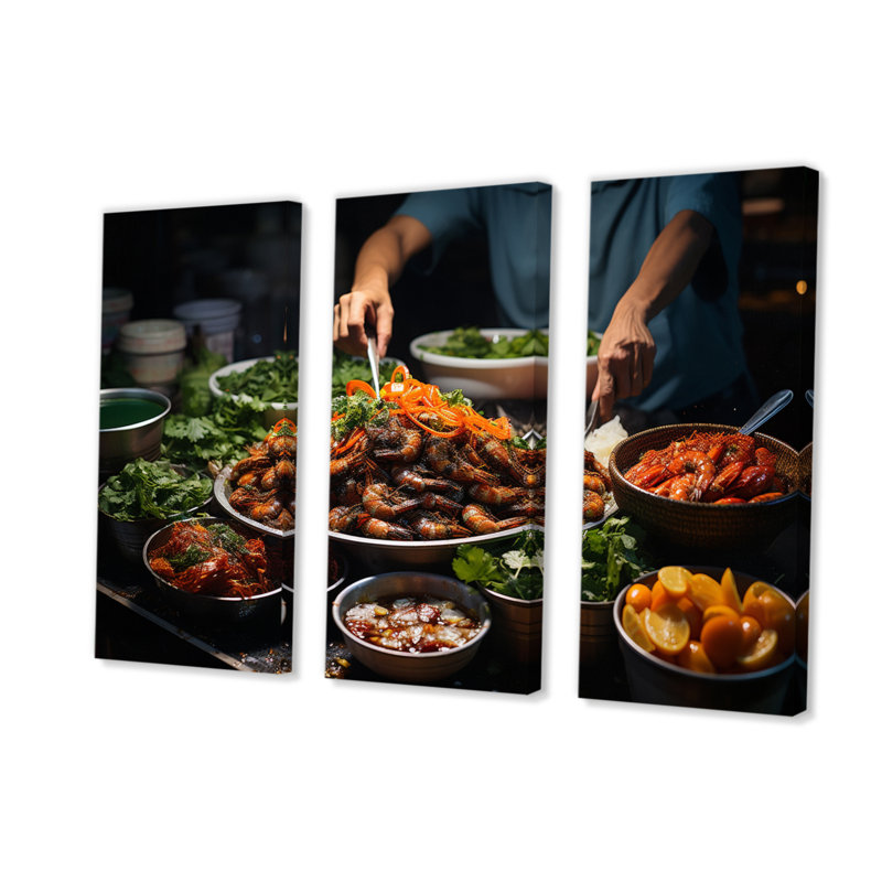 «Vietnamese Street Food I» sur toile, reproduction de 3 pièces, H 40 po x l 60 po x P 1 po