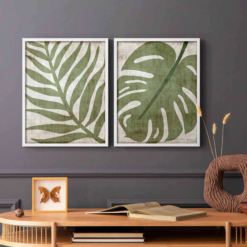 «Island Greenery I», reproduction encadrée de qualité supérieure - prête à être accrochée - aucun clou requis - aucun clou requis