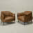 2 - Pieces 33" Wide Faux Leather Barrel Chair With Pleated Backrest Metal Legs-117060381