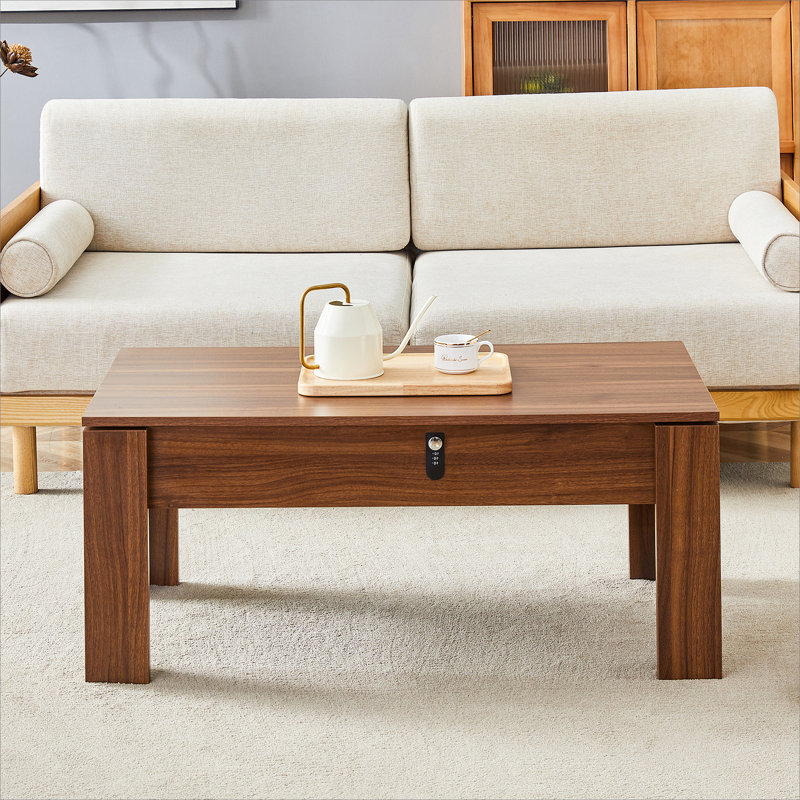 Multi-functional MDF Coffee Table with Password Lock, Suitable for Storing Firearms and Wine, with Dimensions of 39.3*21.6*16.6 Inches.