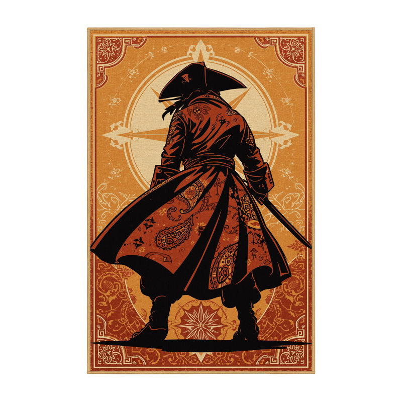 Tapis brun classique lavable à la machine Cilegon Buccaneer Raider - reliure brun clair, 5 x 8
