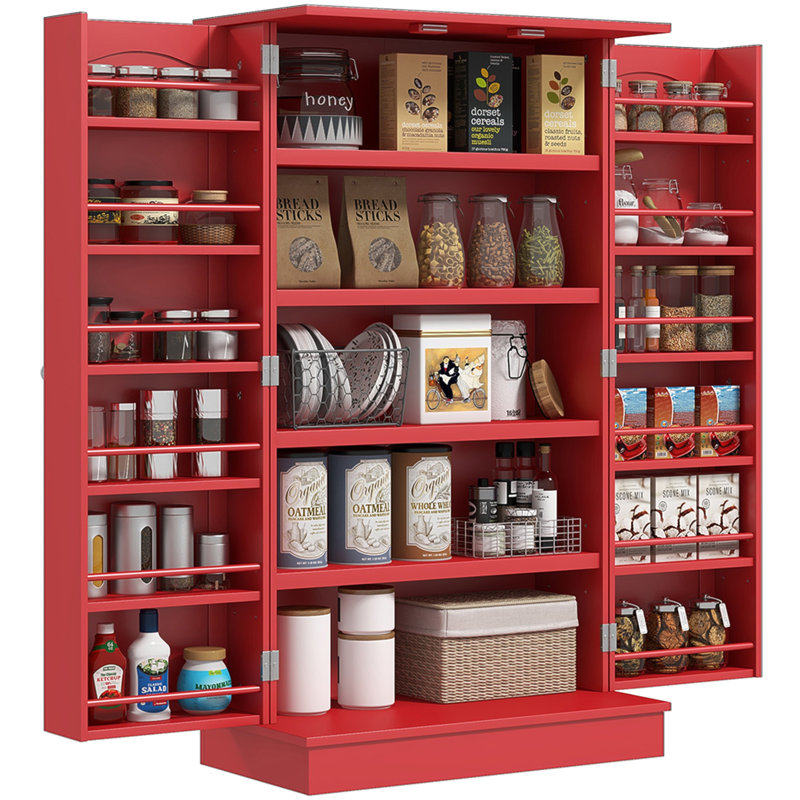 Armoire de rangement pour garde-manger autoportante de 41 po HOMcom, Rouge