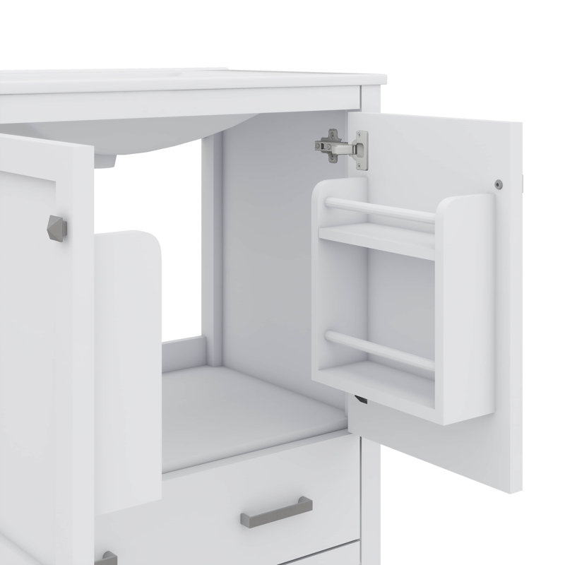 Meuble-lavabo moderne simple 30 po avec lavabo et tiroir, Blanc