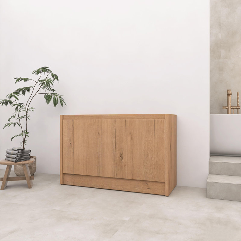 Base de meuble-lavabo autoportant 48 po avec portes à fermeture douce, imitation chêne