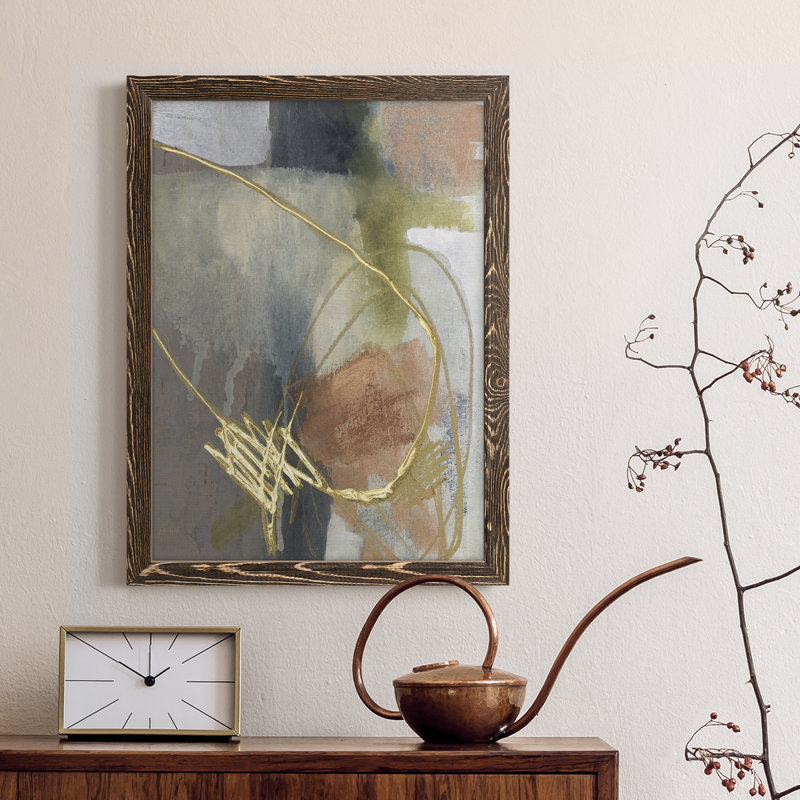 Burnish Loops II - Peinture sur toile encadrée, H 24 po x l 20 po x P 1 po, Noyer