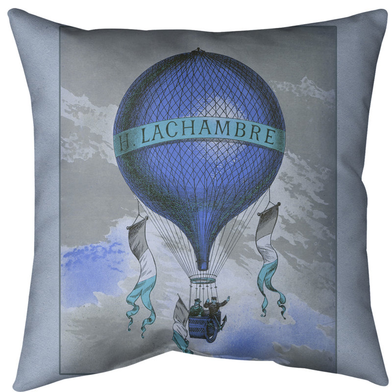 Oreiller pour affiche-ballon à air chaud, Bleu, Bourre en polyester, Polyester sergé