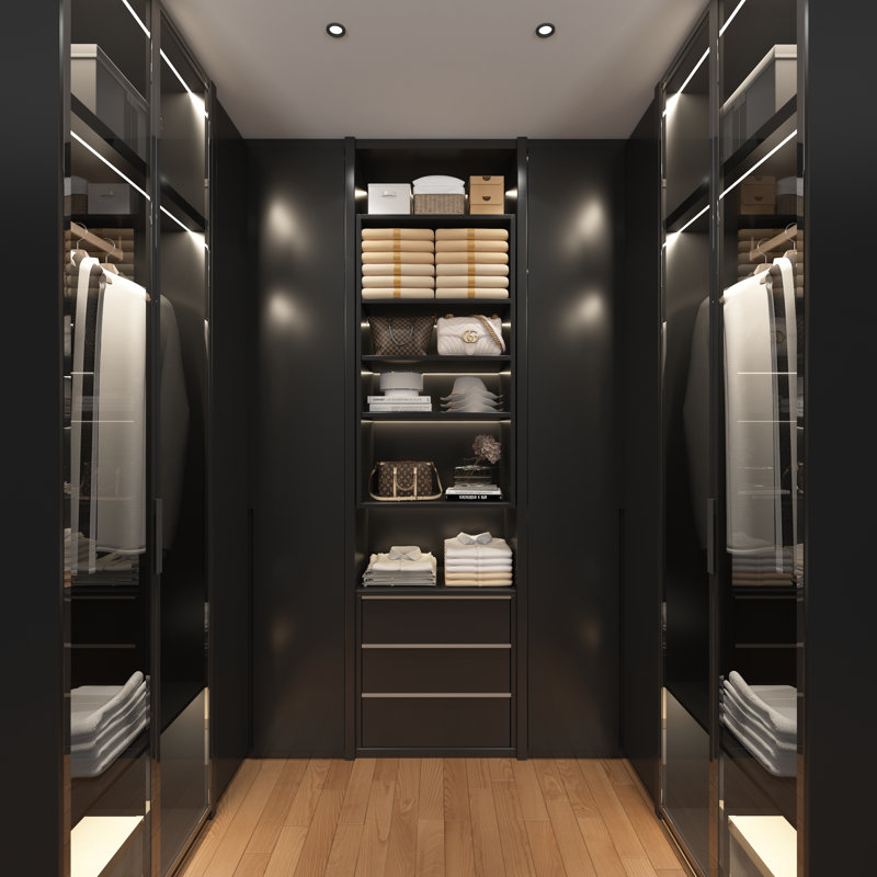 Short Tower Closet Unit Closet System, Black, 36" H x 19.5" W x 14" D