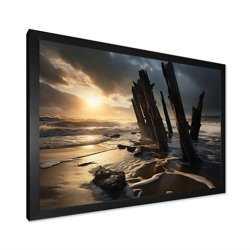 «Beach Photo Rockies IV» sur toile, H 30 po x l 40 po x P 1,5 po, Cadre photo noir