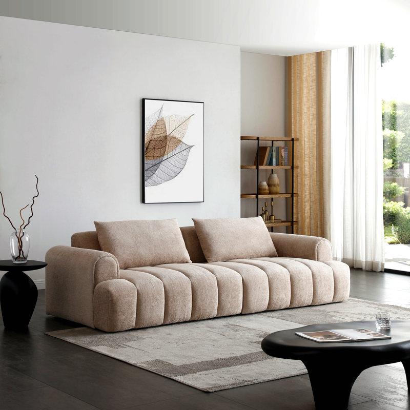 Canapé modulaire moderne, 4 places, canapé en tissu d'ameublement en velours chenille pour petit salon