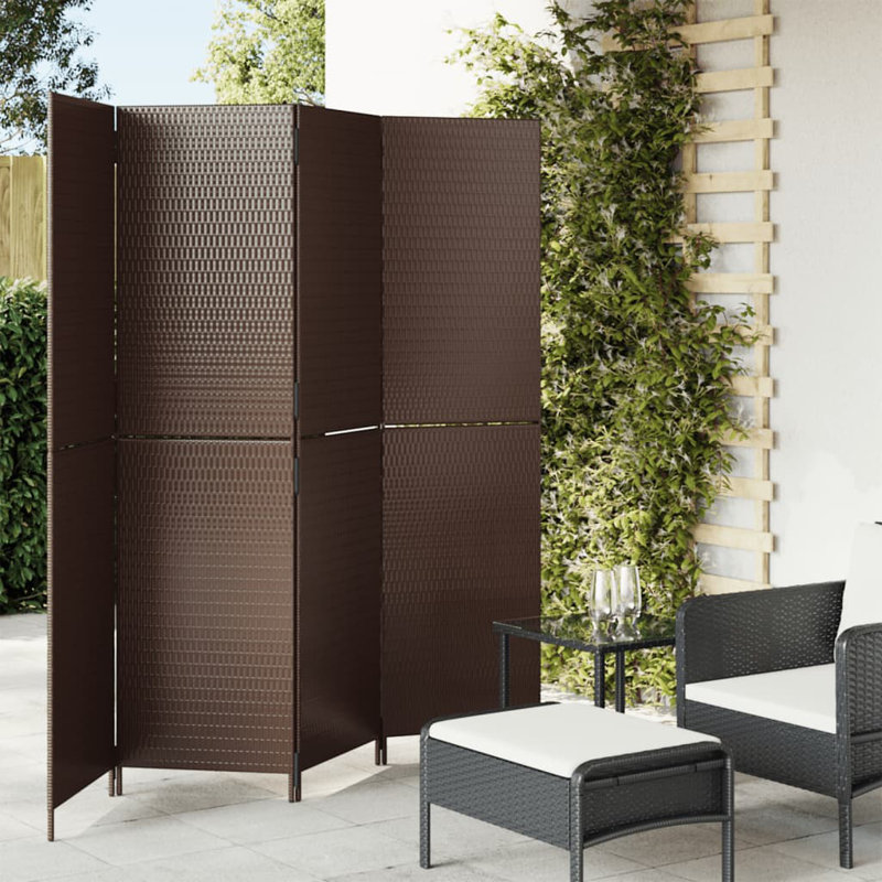 Neyzer Folding Room Divider, 180cm H x 196cm W, 4, Brown
