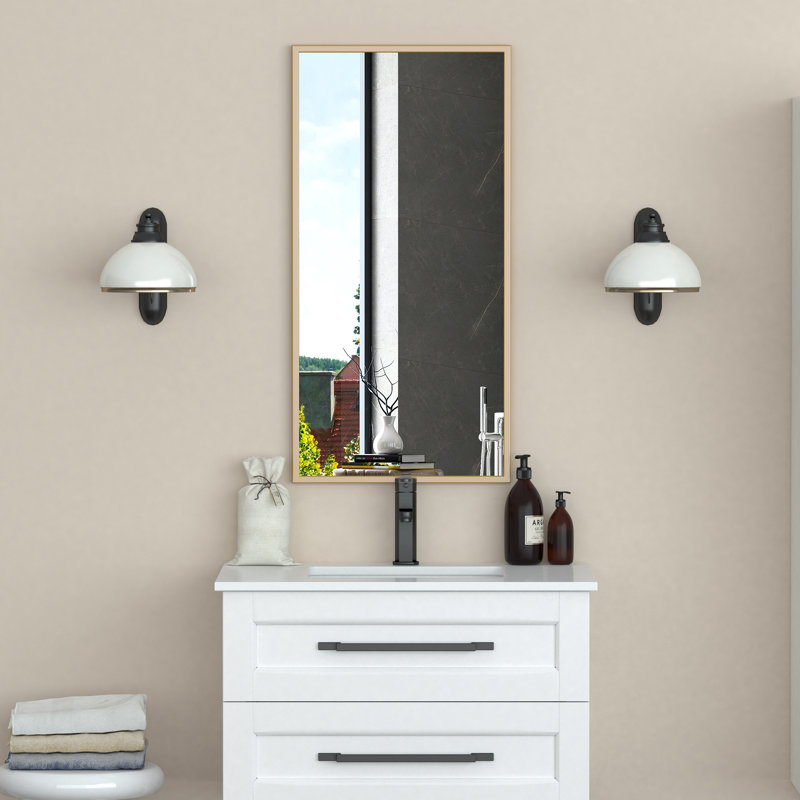 Miroir de salle de bain / Miroir de coiffeuse, 36 po x 18 po, Doré
