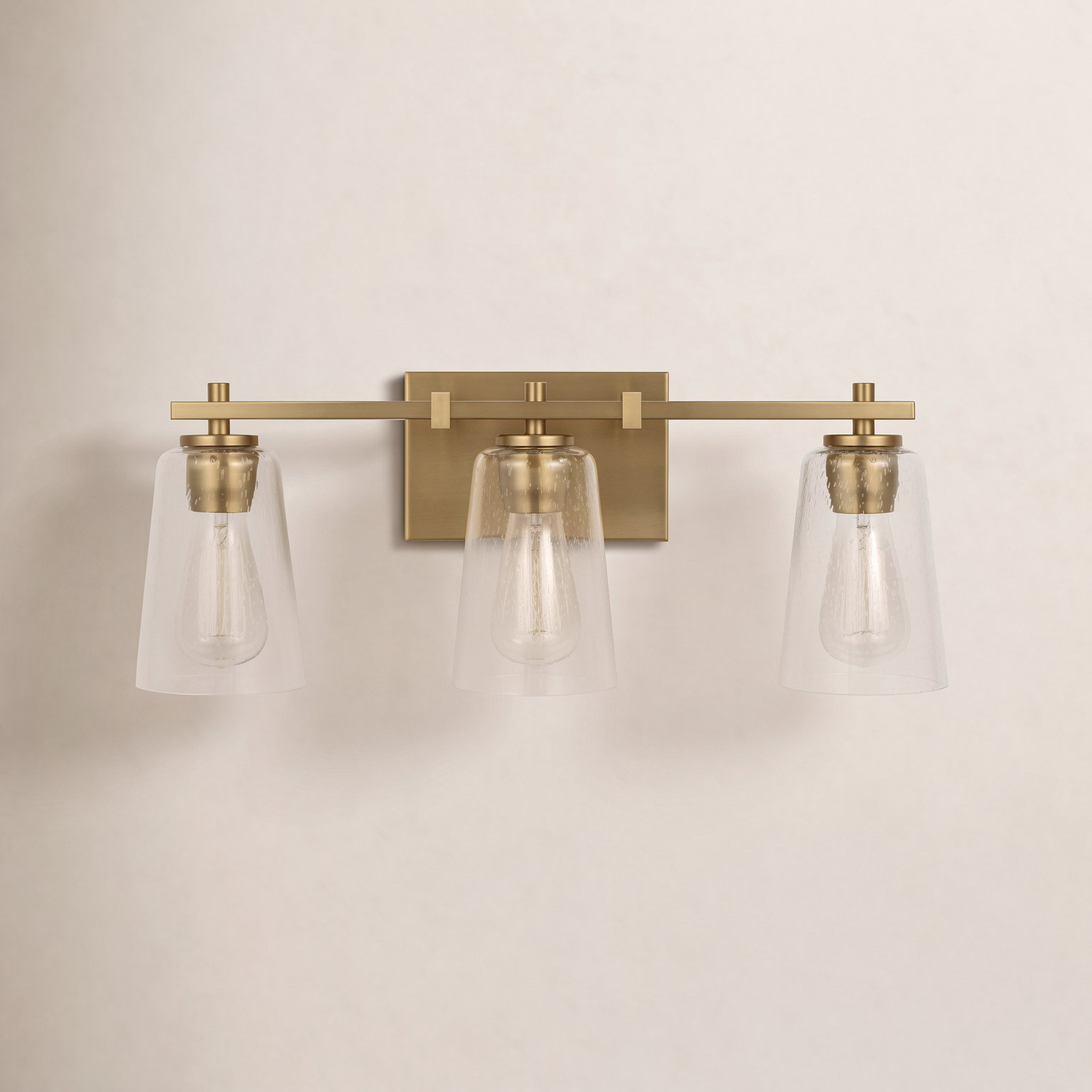 Noland 3 Light Seeded Dimmable Vanity Light, Burnished Brass