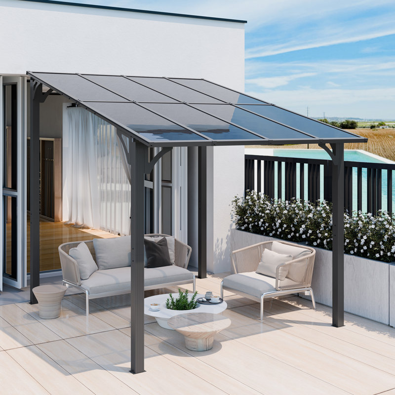 Pergola en aluminium avec auvent, H 99,2 po x l 92,9 po x P 103,5 po
