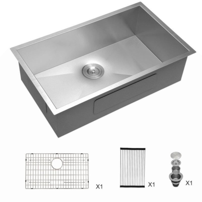 Évier de cuisine 32 - 32 po x 19 po x 9 po en acier inoxydable