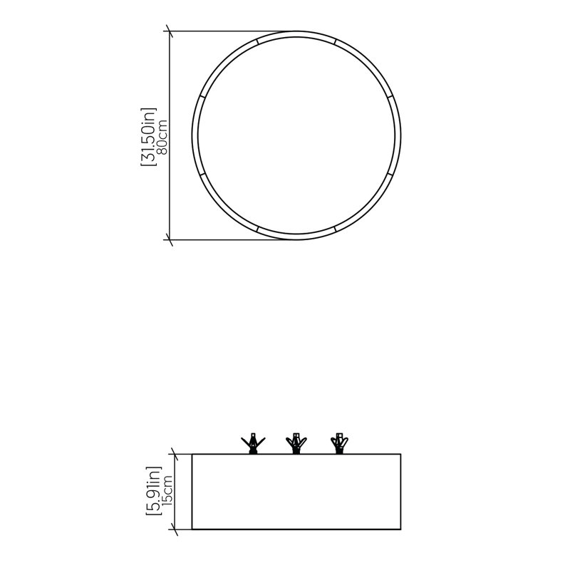 Cilíndrico 1 - Light LED Flush Mount, Maple, 5.85" H x 31.2" W x 31.2" D