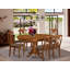 7 Piece Modern Dining Table Set Consist of an Oval Wooden Table with Butterfly Leaf and 6 Linen Fabric Dining Room Chairs, Saddle Brown