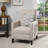 Pushback Recliner Chair With Side Pocket, Fabric Armchair Push Back Recliner With Rivet Decoration, Mid Century Accent Chair For Living Room, Bedroom-2094159507
