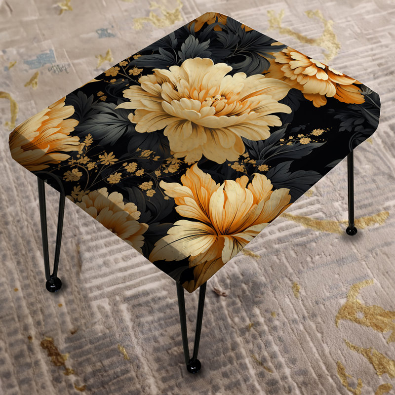 Yellow Hydrangea Flower Damask Dream - Damask Rectangle Ottoman