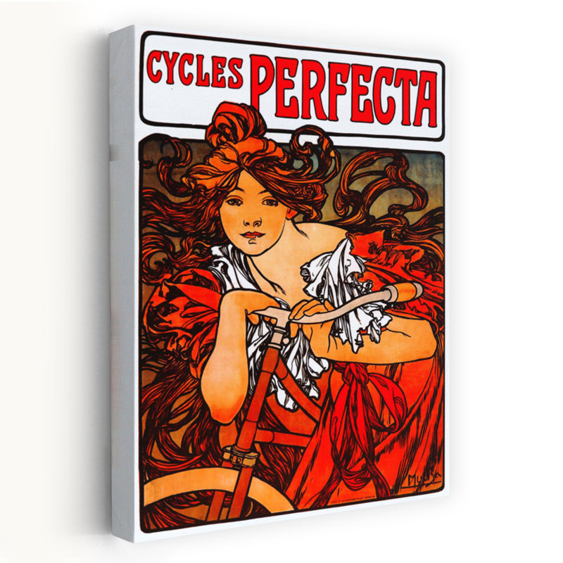 Cycles Perfecta Classic Colorful Delicate Summer Wall Art Print by Alphonse Mucha - Wrapped Canvas Print