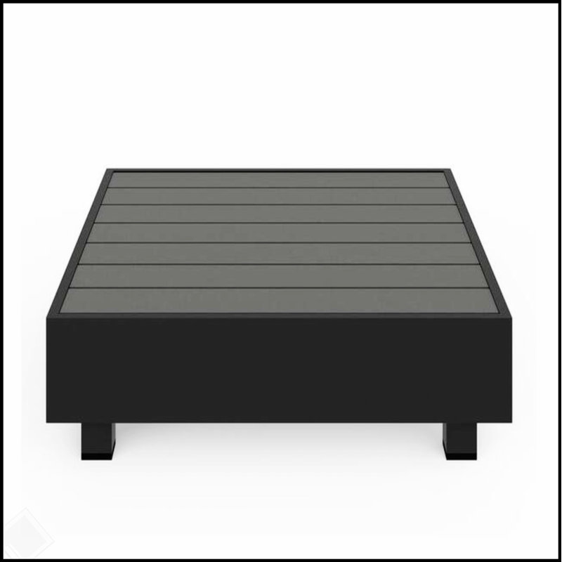 Table basse d'extérieur carrée en métal noir 29 pouces, table de patio à lattes toutes saisons avec revêtement résistant à la rouille