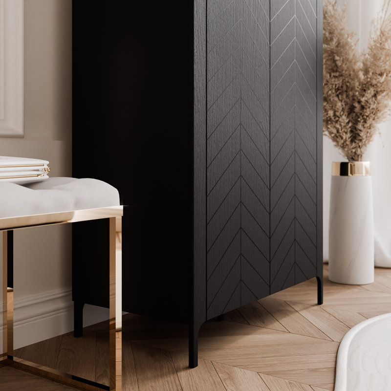 Manufactured Wood Wardrobe, Black
