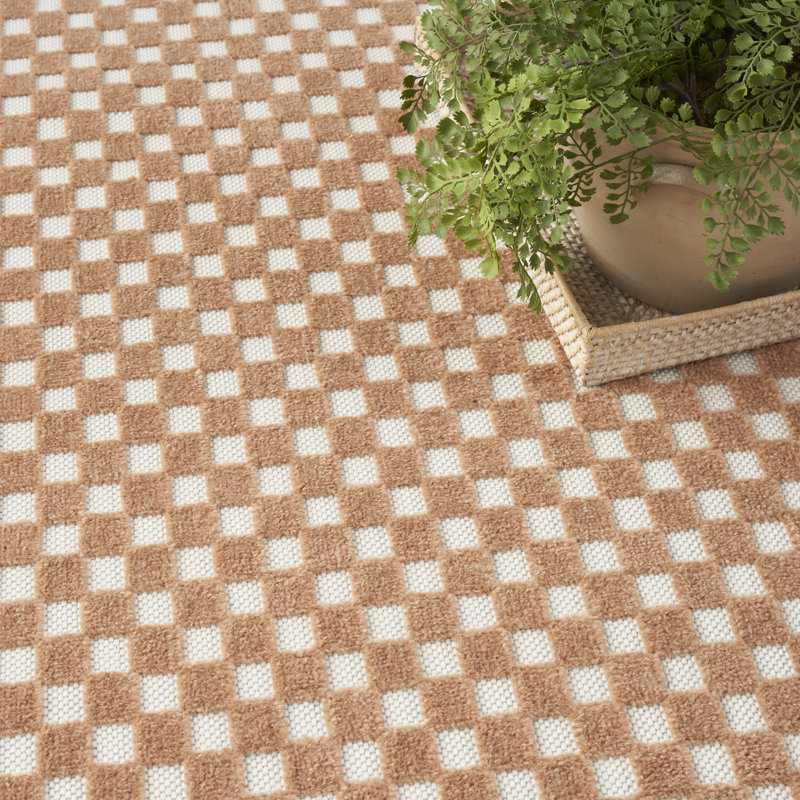 Ebern Designs Care Free Copper Modern Indoor Rug, Rectangle 5'3" x 7'