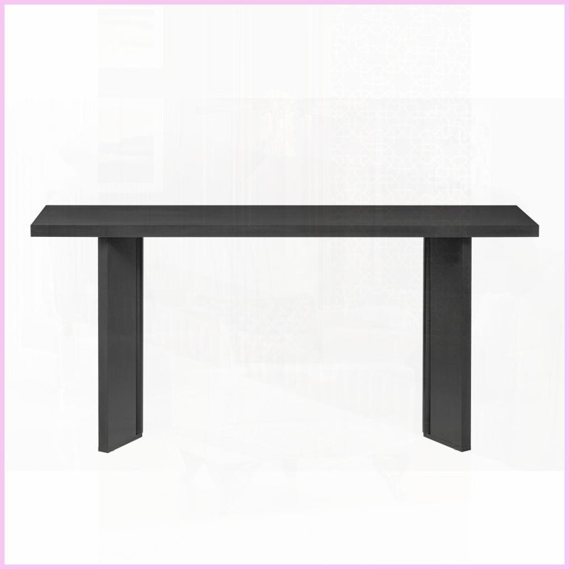Table basse minimaliste en placage de pin avec pieds géométriques, Black