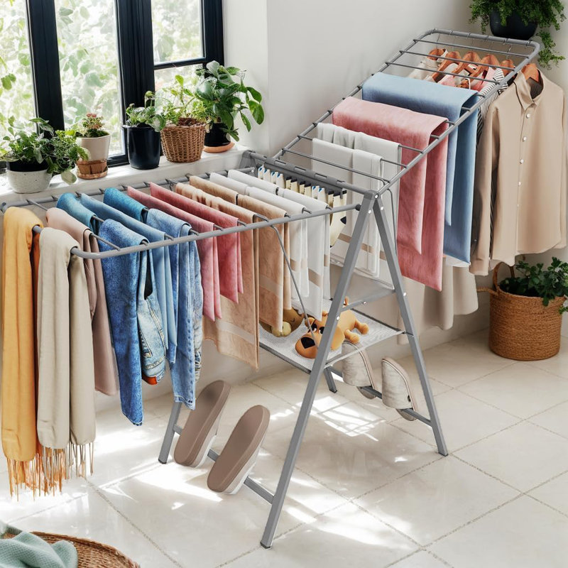 Séchoir à vêtements, support à linge pliable, support à linge en métal pliable