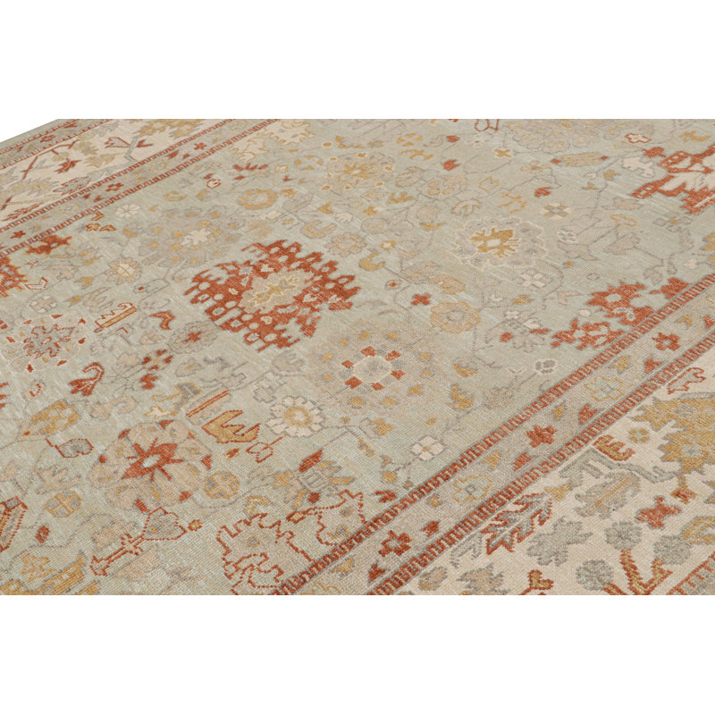 Oushak Hand Knotted Floral Area Rug, Rectangle 6' x 9'