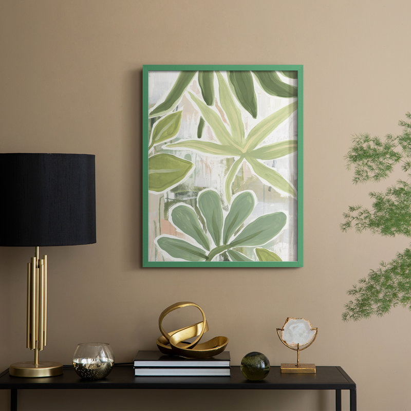 «Tropical Graffiti I», reproduction encadrée - bois massif, Vert, H 15 po x l 12 po