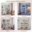 Ensemble de 2 vitrines Farmhouse avec portes vitrées, armoire vitrée avec détecteur de mouvement à DEL 3 couleurs (blanc)-126679366