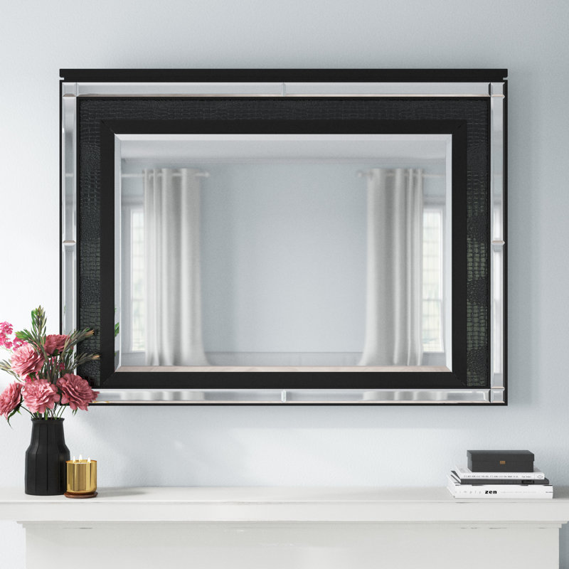 Sherley Flat Wall Mirror, Black