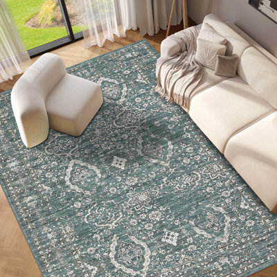 Tapis lavable pour salon Tapis rétro antidérapant pour chambre à coucher Tapis oriental rétro Tapis rétro résistant aux taches pour la salle à manger de bureau