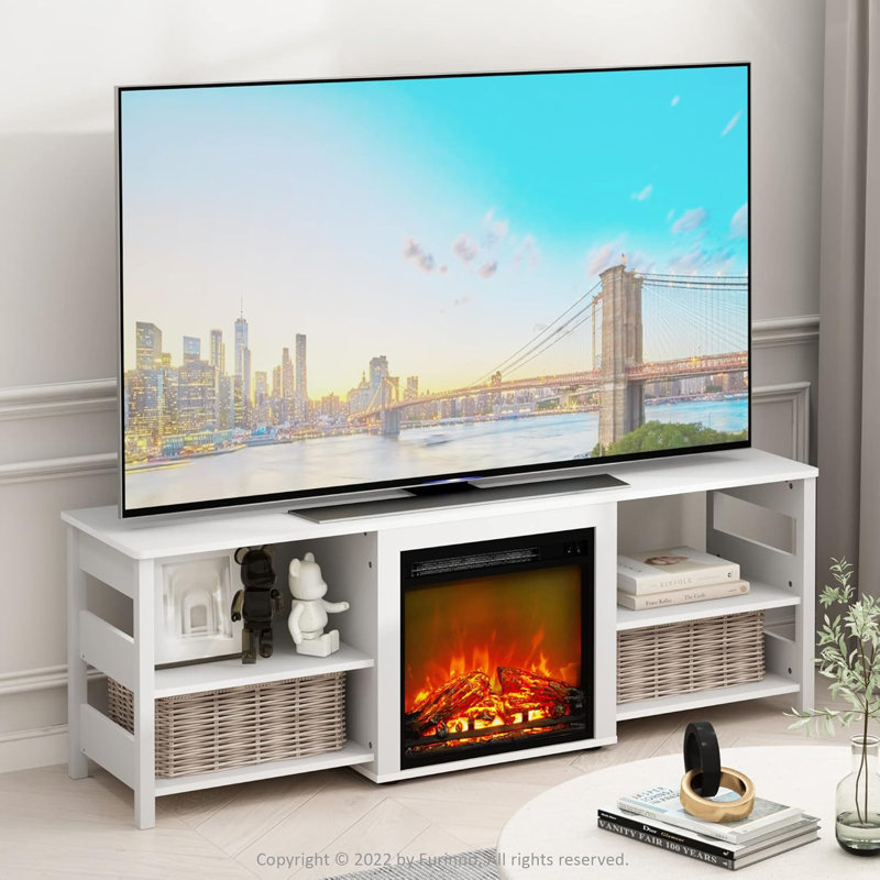  Meuble télé Classic Classic 70 po avec foyer, Blanc