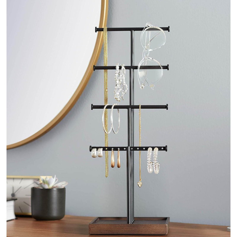 Jewellery Stand +, Walnut/Black