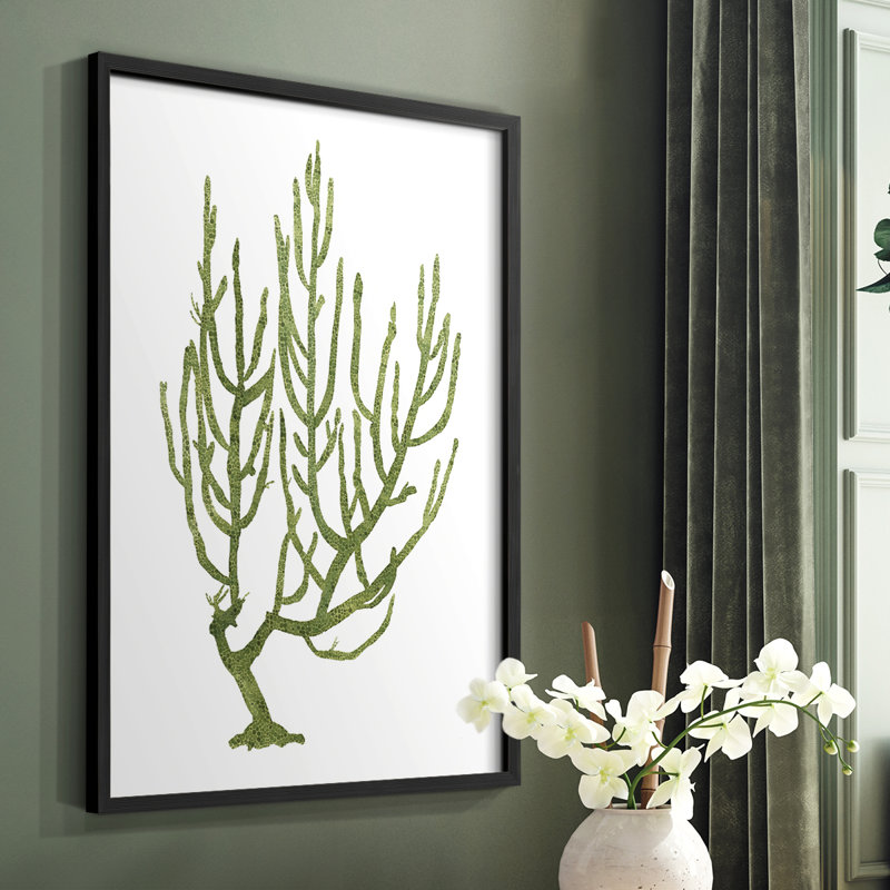 Coral Souvenirs III, reproduction encadrée - bois massif, Cadre simple noir, H 14 po x l 11 po