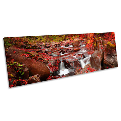 Red Countryside River Forest - Wrapped Canvas Panoramic Art Prints