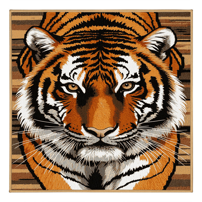  Tapis lavable en forme de tigre de Chine méridionale, Carré 3 pi