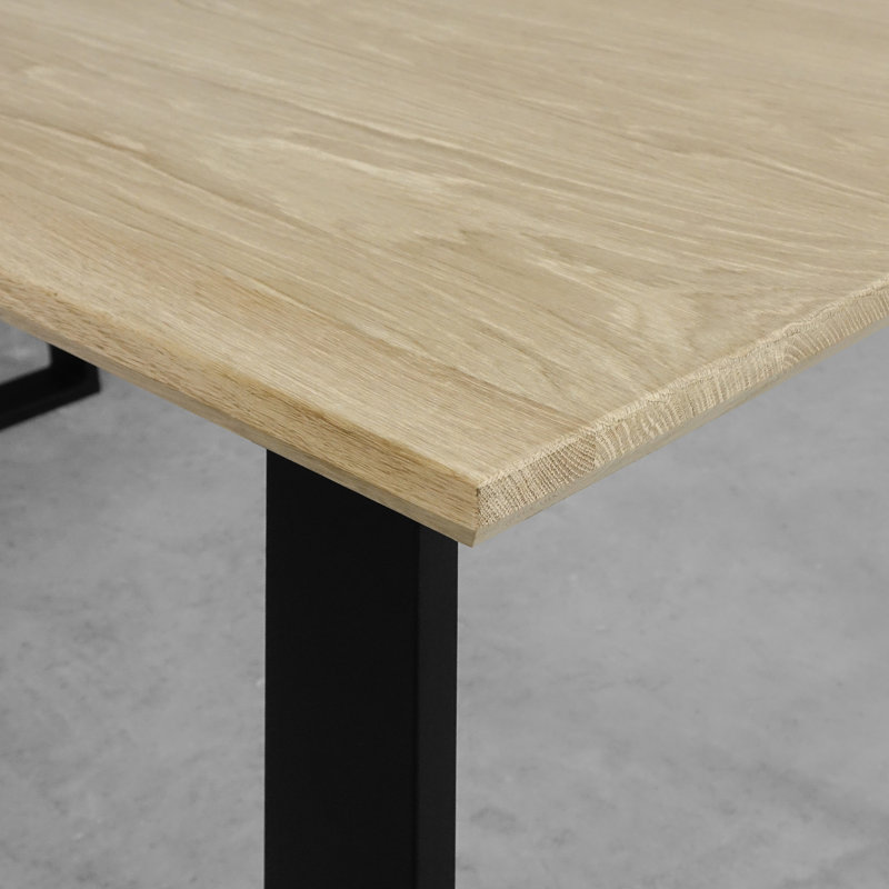 Brinegar Oak Metal Base Dining Table, Unfinished, 75H x 140L x 90Wcm
