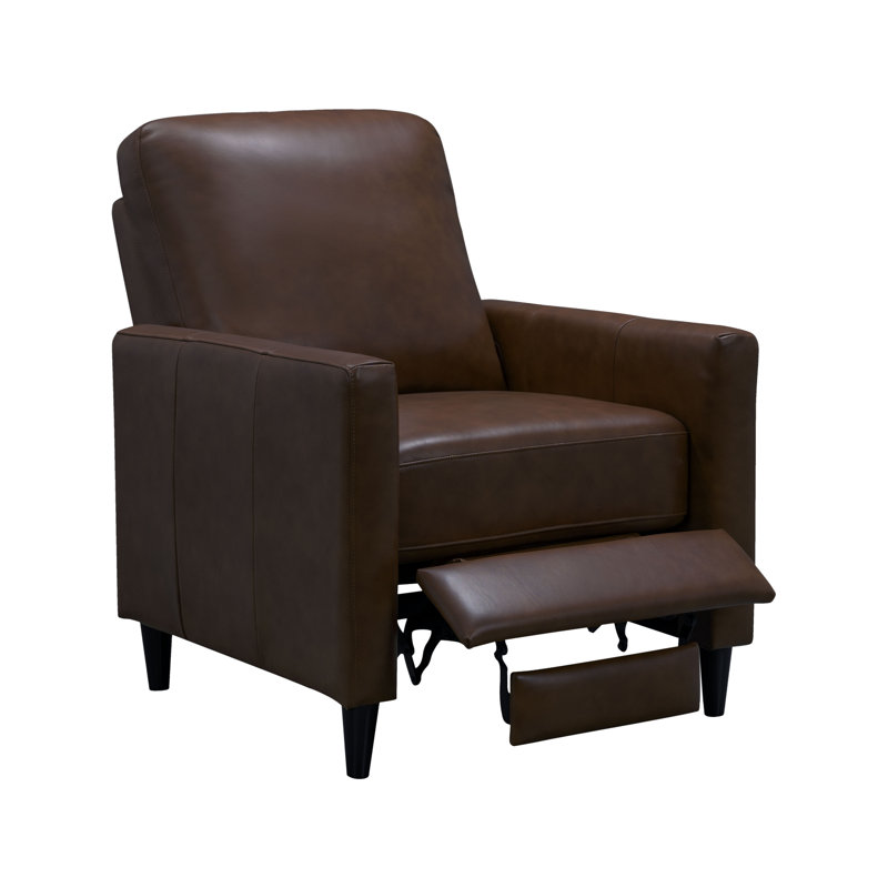 Fauteuil inclinable en cuir fleur , Cuir fleur brun café