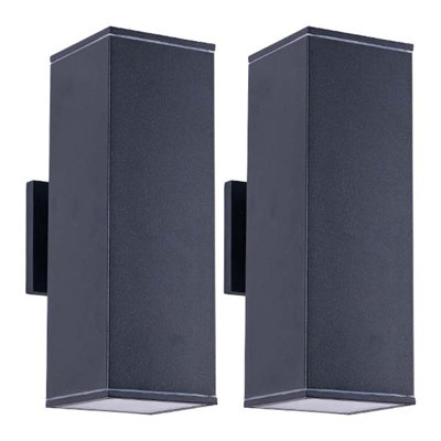 12in Outdoor Wall Lights 2 Packs,Modern Square Outdoor Porch Light,Square Cylinder Up Down Lights Aluminum Waterproof Wall Lighting Exterior Light for Porch Patio Garage(no bulb)