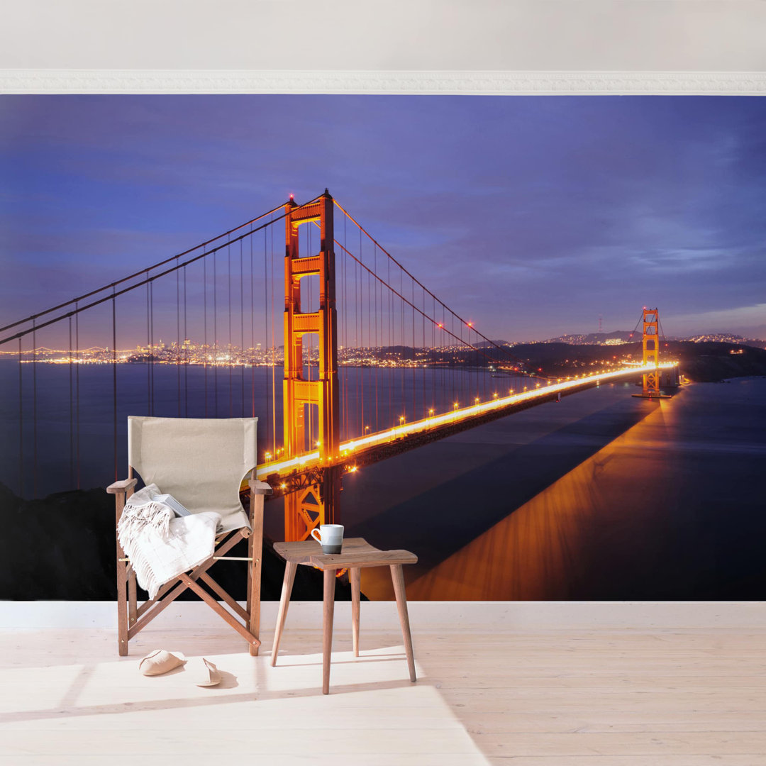 Matt Fototapete Golden Gate Bridge bei Nacht 2,25 m x 336 cm