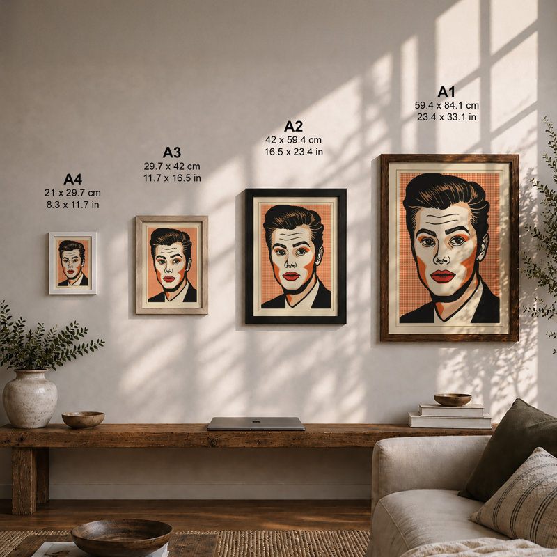 Pop Art Portrait Modern - Print, Black, A3 - 42.0 x 29.7 cm
