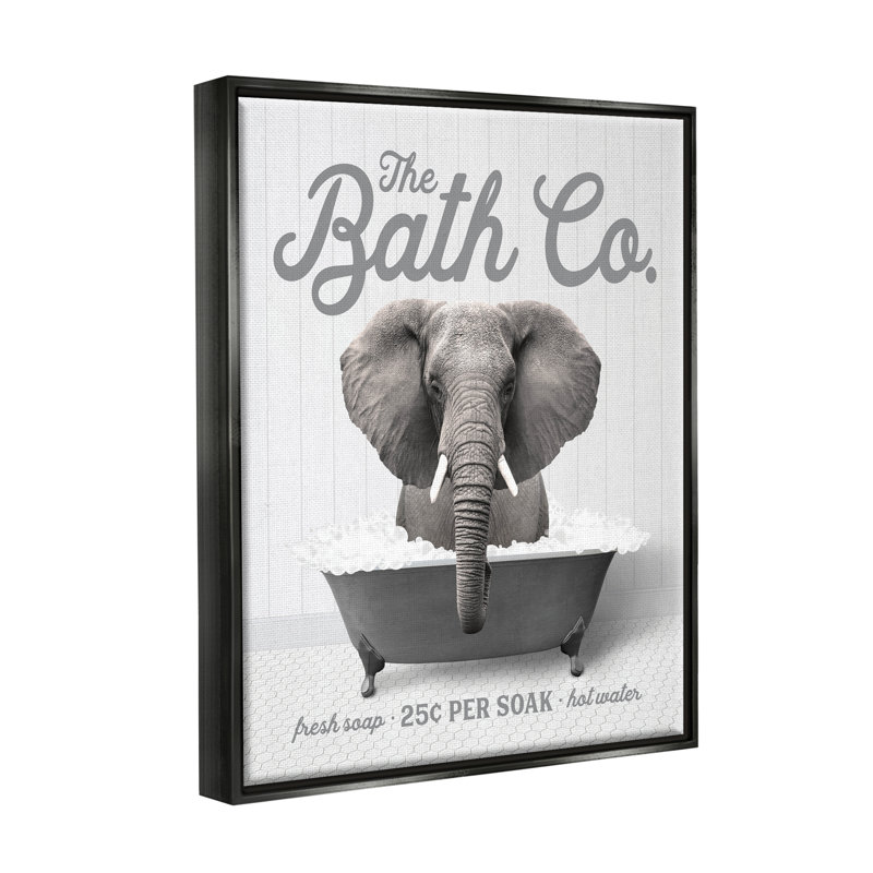 " Bubble Bath Elephant ", Jet Black Floater Frame, 31" H x 25" W x 1.7" D
