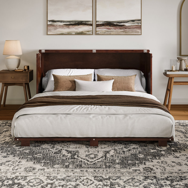 Westfield Low Profile Wood Murphy Bed Chest with 6" Mattress, Walnut